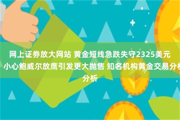 网上证劵放大网站 黄金短线急跌失守2325美元！小心鲍威尔放鹰引发更大抛售 知名机构黄金交易分析