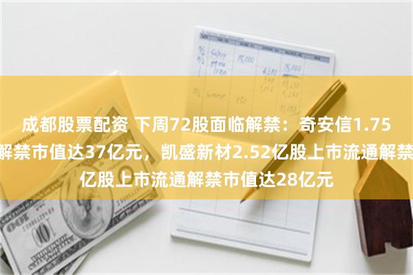 成都股票配资 下周72股面临解禁：奇安信1.75亿股上市流通