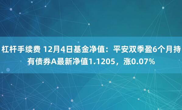 杠杆手续费 12月4日基金净值：平安双季盈6个月持有债券A最新净值1.1205，涨0.07%