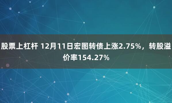 股票上杠杆 12月11日宏图转债上涨2.75%，转股溢价率154.27%