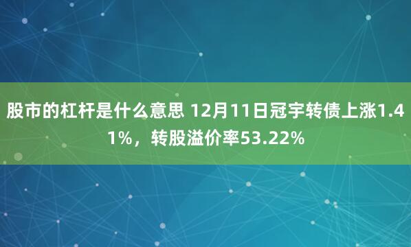 股市的杠杆是什么意思 12月11日冠宇转债上涨1.41%，转股溢价率53.22%