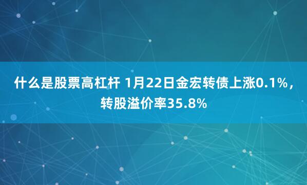 什么是股票高杠杆 1月22日金宏转债上涨0.1%，转股溢价率35.8%