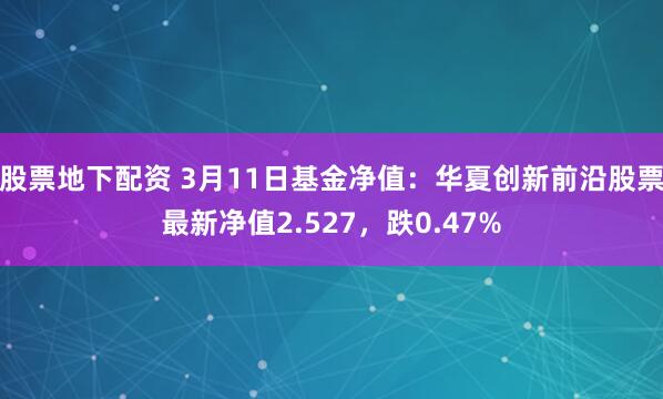 股票地下配资 3月11日基金净值：华夏创新前沿股票最新净值2.527，跌0.47%